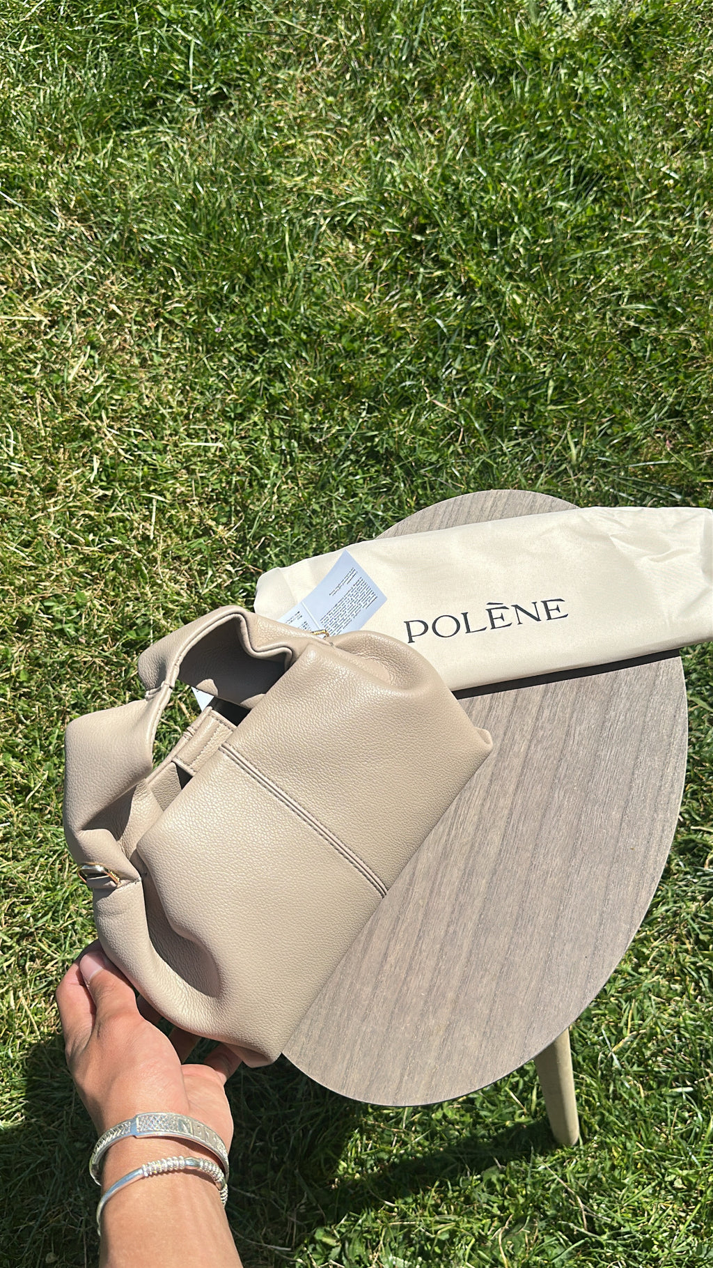 Mini Sac Cuir Grainé Taupe avec Dustbag
