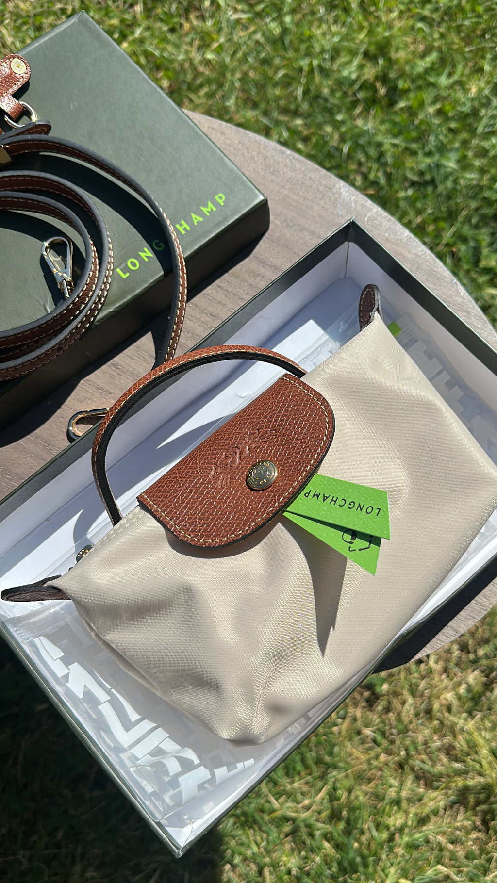 Mini Sac Pliage Beige avec Bandoulière