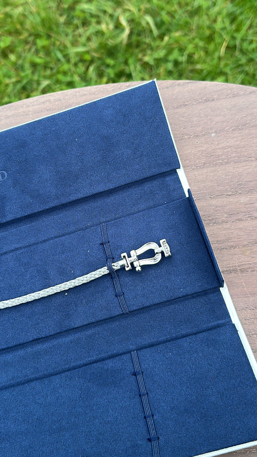 Bracelet Câble Blanc – Fermoir Ancre Argent